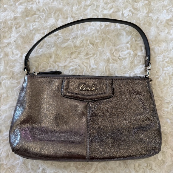 Coach Handbags - Coach Metallic Gunmetal Women's Pochette